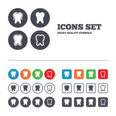 Tooth enamel protection icons. Dental care signs