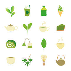 Green tea icons