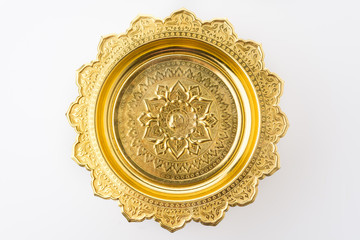Thai golden tray with pedestal for put something.