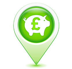 Obraz premium épargne livre sterling sur marqueur géolocalisation vert