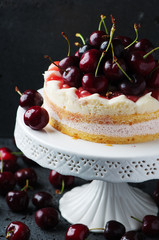 Sweet homemade cake with cherry