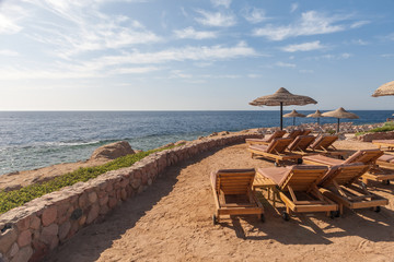 Fototapeta na wymiar Beach at the luxury hotel, Sharm el Sheikh, Egypt