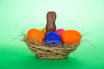 Eggs and a chocolate rabbit