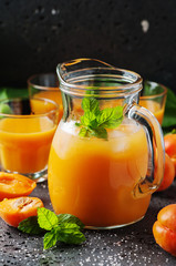 Fresh sweet apricot juice and mint