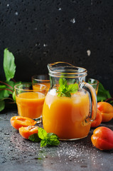 Fresh sweet apricot juice and mint