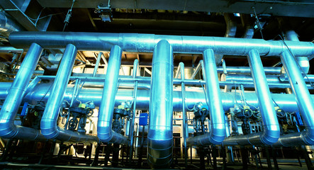 Industrial zone, Steel pipelines, valves and pumps