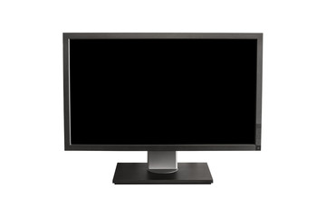 computer display with black blank screen - isolated on white background