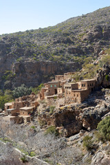 A ghost town in Wadi Habib, Jebel Akhdar Mountains, Oman.