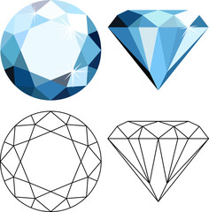 Flat style diamonds - obrazy, fototapety, plakaty