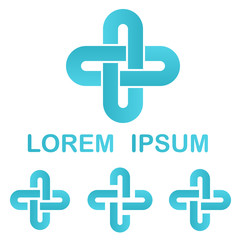 Cyan cycle logo icon design template set