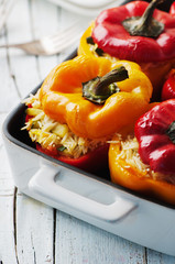 Stuffed vegetarian paprika with rice