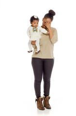 Model hiding face shame