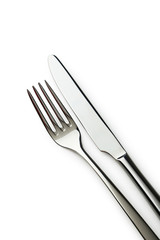 Fork and knife on white background