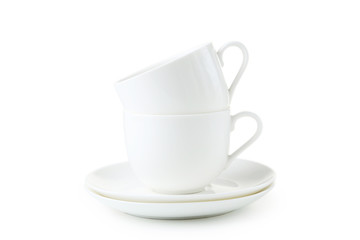 White coffee cups isolated on white