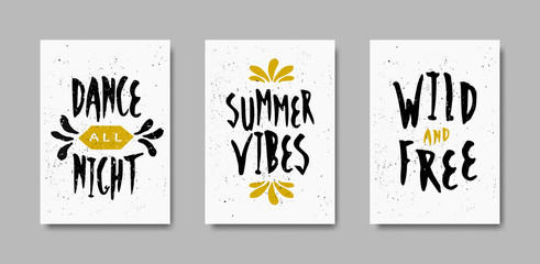 Typographic Summer Design Cards Collection