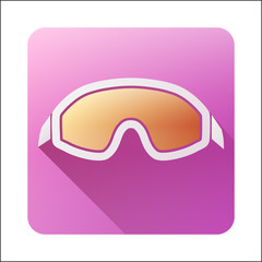 Flat icon with Classic old school snowboard ski goggles.