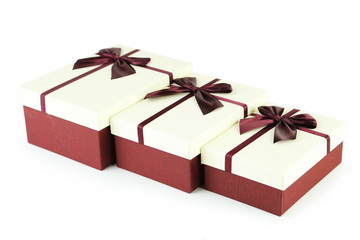 Beautiful gift boxes isolated on white
