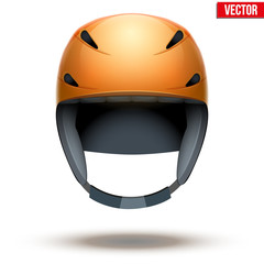 Front view of Classic orange Ski helmet. 
