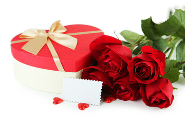 Beautiful heart gift box on white background