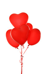 Fototapeta na wymiar Red heart balloons isolated on white