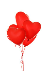 Fototapeta na wymiar Red heart balloons isolated on white
