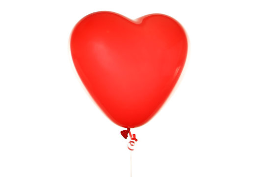 Red heart balloon isolated on white