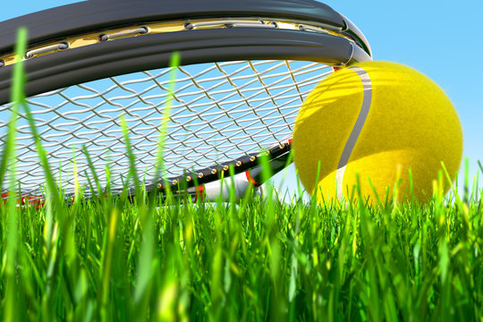 Tennis Racket Grass Front