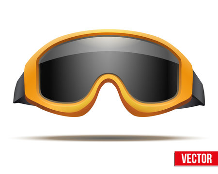 Classic orange snowboard ski goggles with black glass. Vector