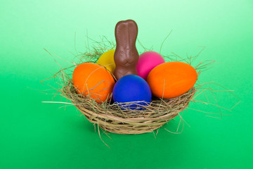 Eggs and a chocolate rabbit