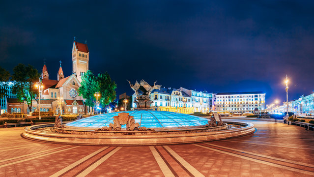 Night Scene - Church Of Saints Simon And Helen Red Church