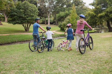 Family on their bike at the park 