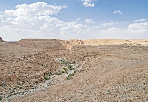 dry stream and  watterfall in Arava Valley, israel