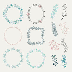 Colorful Hand Sketched Frames, Borders, Design Elements