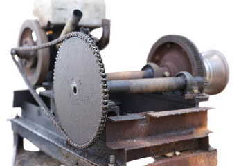 Old and rusty engin with chain