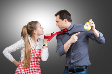 Married couple fighting about housework 