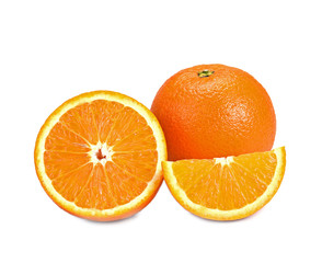 Slice of orange fruit isolated on white background