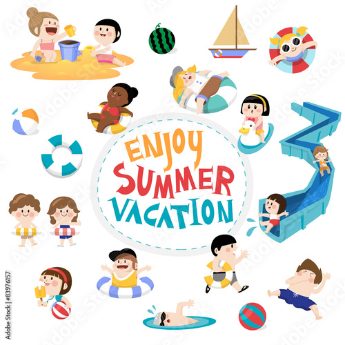  Design Element And Children For Summer Season Stock Image And Royalty