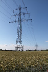 Strommasten / Sommerlandschaft mit Strommasten