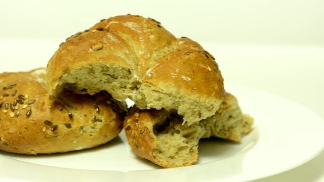 bakery product - brown bun - white background studio