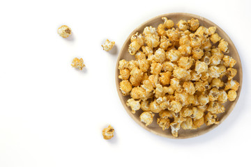 Cheese Popcorn isolated on a white background with shadow