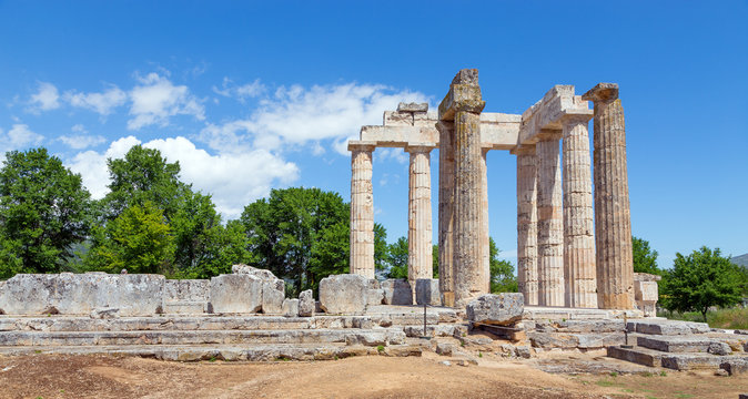 Temple of Zeus in ancient Nemea, Peloponnese, Greece 