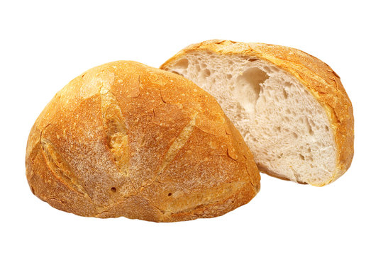 Two halves of appetizing bread.Isolated.