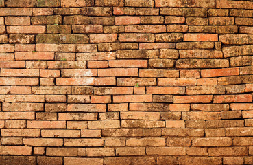 Grunge red brick wall background.