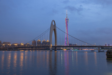 Naklejka premium Guangzhou city after sunset