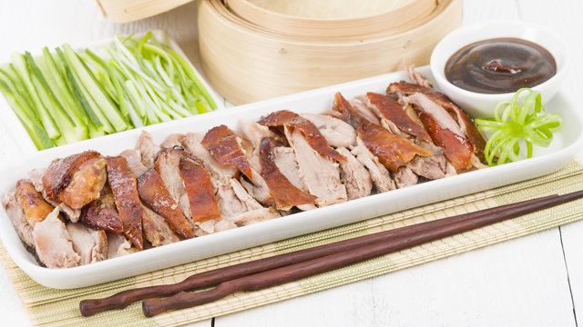 Peking Duck - Chinese duck with hoisin, cucumber & spring onion