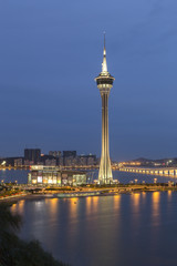 Obraz premium Macau Tower and Ponte de Sai Van bridge
