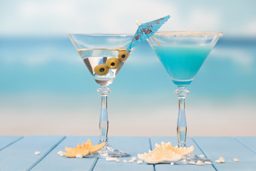 Two cocktails on the sea