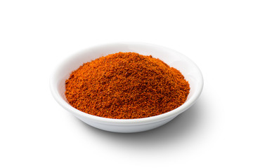 Cayenne pepper - Red chilli powder isolated on white background