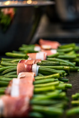Green beans rolled in bacon