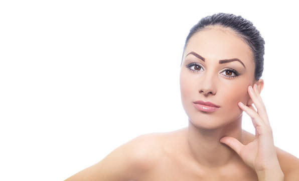 Beautiful face of young adult woman